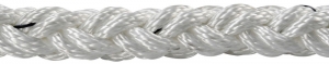 8 kollu, örgülü polyester halat. Darbe emme esnekliği ile bağlama halatı olarak idealdir. Batar.  Beyaz