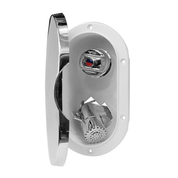 Hortumlu duş ve yuva. sıcak - soğuk krom kapak